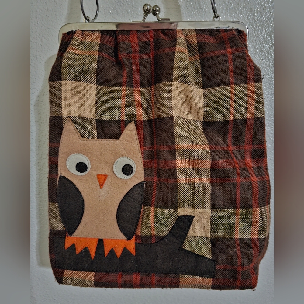 🦉Plaid felt owl purse